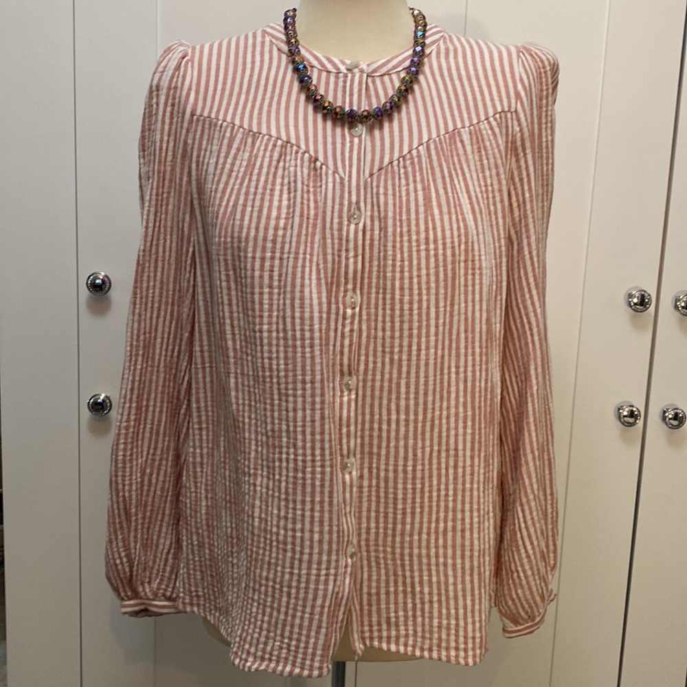 SML Pink & White Stripe Long Sleeve Top